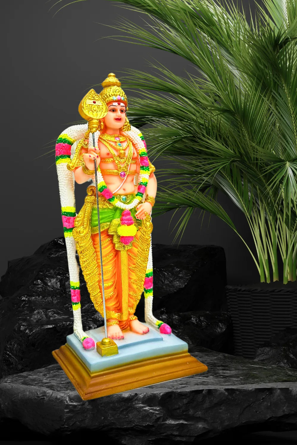 Multicolor Fiber Singapore Murugan Statue - Medium