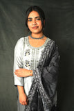 Black & Grey Oxidized Straight Kurta Set