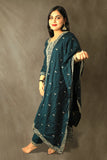 Dark Green Embroidered Georgette Anarkali Set