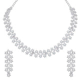 AD Diamond Necklace with Earrings - Jewellery Set Suits for Party, Wedding and Festive Occasions