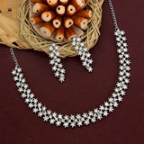AD Diamond Necklace with Earrings - Jewellery Set Suits for Party, Wedding and Festive Occasions