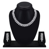 AD Diamond Necklace with Earrings - Jewellery Set Suits for Party, Wedding and Festive Occasions