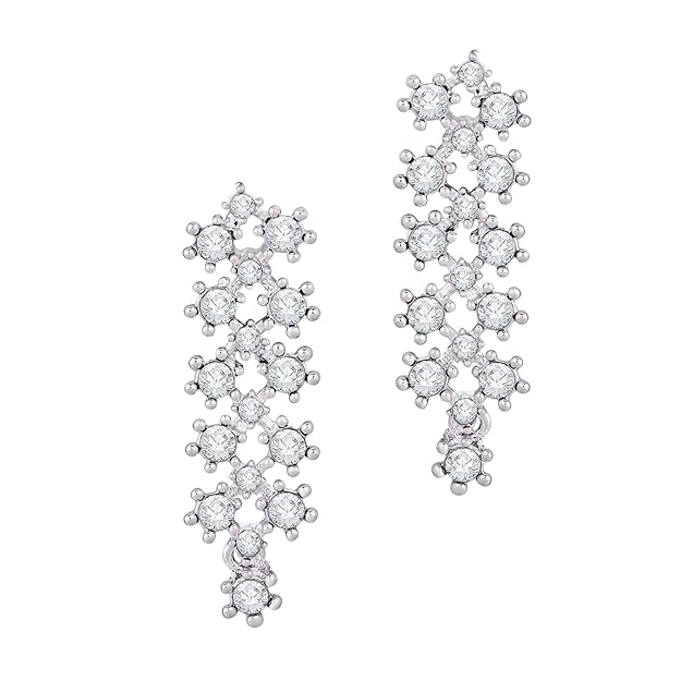 AD Diamond Necklace with Earrings - Jewellery Set Suits for Party, Wedding and Festive Occasions
