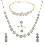 American Diamond Combo of Choker Necklace Set with Earrings, Bracelet and Ring