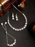 American Diamond Combo of Choker Necklace Set with Earrings, Bracelet and Ring