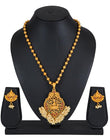 Ethnic Laxmi Gold Plated Temple Jewellery Pearl Long Haram Necklace Set
