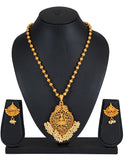 Ethnic Laxmi Gold Plated Temple Jewellery Pearl Long Haram Necklace Set