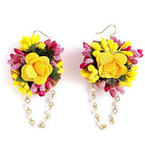 Flowers Jewellery Set For Haldi Gota Patti Necklace, Earrings, Bracelet & Maang Tika for Women & Girls (Mehandi/Haldi/Wedding/Bridal/Baby Shower)