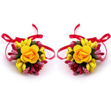 Flowers Jewellery Set For Haldi Gota Patti Necklace, Earrings, Bracelet & Maang Tika for Women & Girls (Mehandi/Haldi/Wedding/Bridal/Baby Shower)