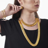 Gold-Plated Haram Necklace With Earrings Bangle Set Jewellery