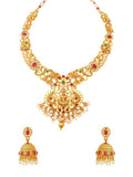 Gold-Plated Temple Necklace Set Stone-Studded Necklace Set