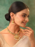 Gold-Plated Temple Necklace Set Stone-Studded Necklace Set