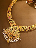 Gold-Plated Temple Necklace Set Stone-Studded Necklace Set