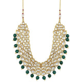 Green Kundan Stylish Necklace Set for Women Wedding Traditional Jewellery Set with Earrings