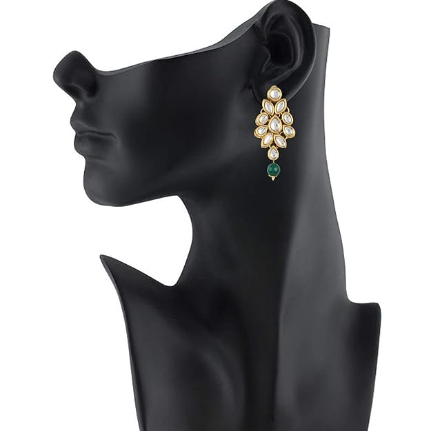 Green Kundan Stylish Necklace Set for Women Wedding Traditional Jewellery Set with Earrings