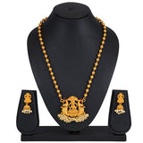 Marvellous Laxmi Gold Plated Temple Jewellery Pearl Long Haram Necklace Set