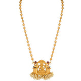 Marvellous Laxmi Gold Plated Temple Jewellery Pearl Long Haram Necklace Set