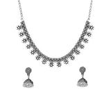 Traditional Silver Oxidised Kohlapuri Jewellery Choker Necklace Set