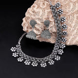 Traditional Silver Oxidised Kohlapuri Jewellery Choker Necklace Set